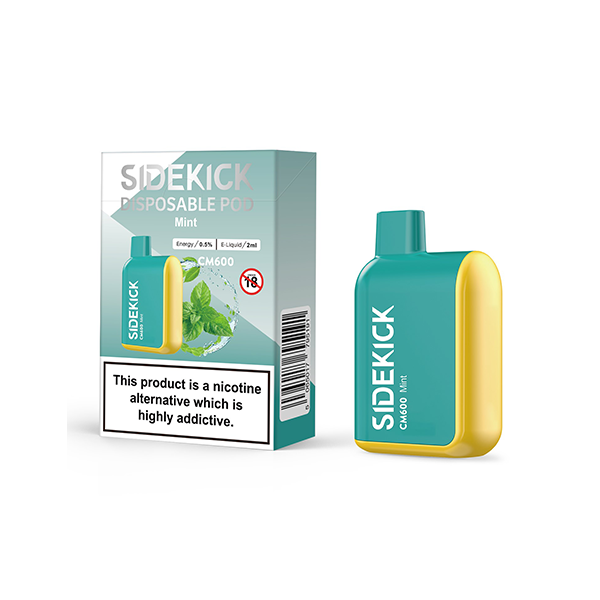 0mg SideKick Energy Caffeine Disposable Vape 600 Puff - Flavour: Watermelon Lush Ice