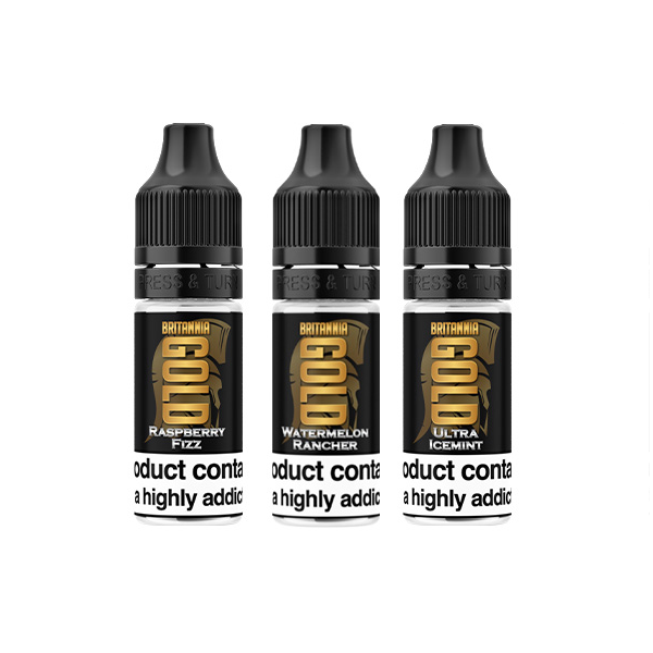 0mg Britannia Gold 10ml E-Liquids (40VG/60PG) - Flavour: Tobacco