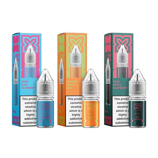 20mg Pod Salt Nexus 10ml Nic Salt (50VG/50PG) - Flavour: Strawberry Banana Rhubarb