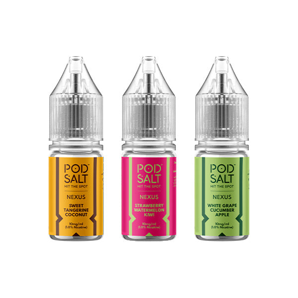 10mg Pod Salt Nexus 10ml Nic Salt (50VG/50PG) - Flavour: Strawberry Banana Rhubarb