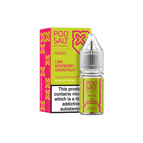 20mg Pod Salt Nexus 10ml Nic Salt (50VG/50PG) - Flavour: Fresh Raspberry Mojito