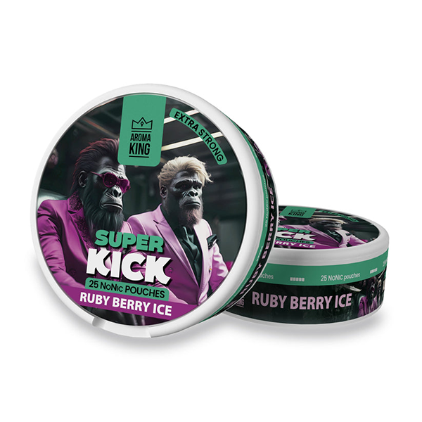 25mg Aroma King Super Kick NoNic Pouches - 25 Pouches - Flavour: Mango Ice