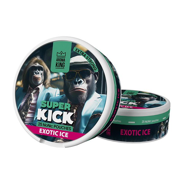 25mg Aroma King Super Kick NoNic Pouches - 25 Pouches - Flavour: Freeze Ice