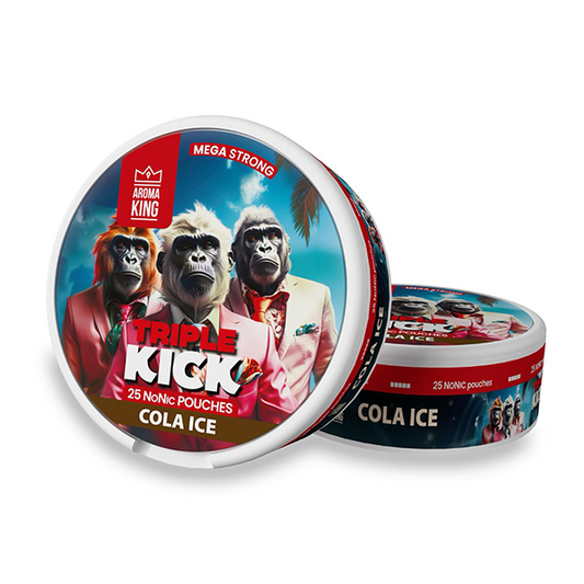 100mg Aroma King Triple Kick NoNic Pouches - 25 Pouches - Flavour: Peach Ice