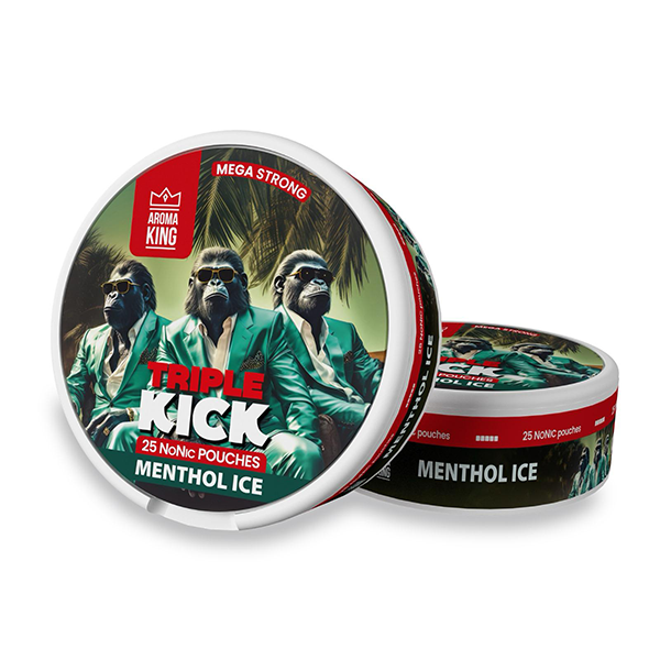 100mg Aroma King Triple Kick NoNic Pouches - 25 Pouches - Flavour: Freeze Ice