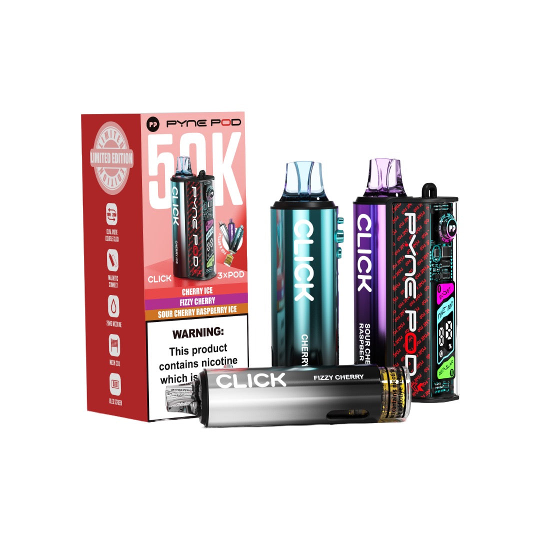 20mg Pyne Pod Click 50K Prefilled Pod Vape Kit - Flavour: Raspberry Edition