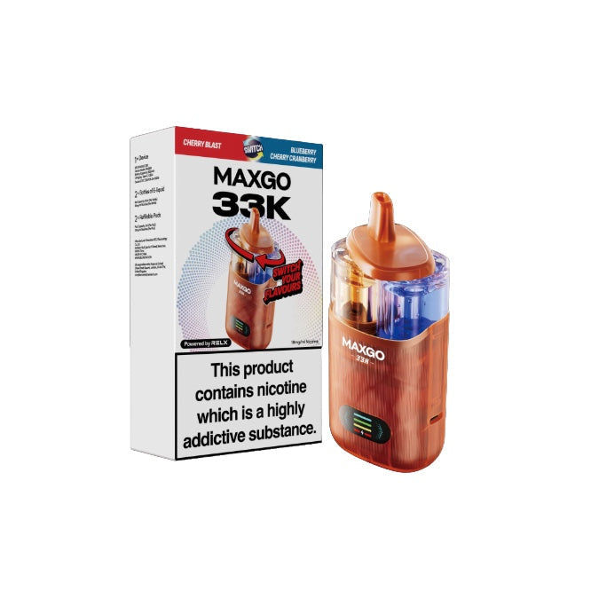 18mg Relx Maxgo 33K Prefilled Pod Vape Kit 25W - Flavour: Cherry Blast/Blueberry Cherry Cranberry