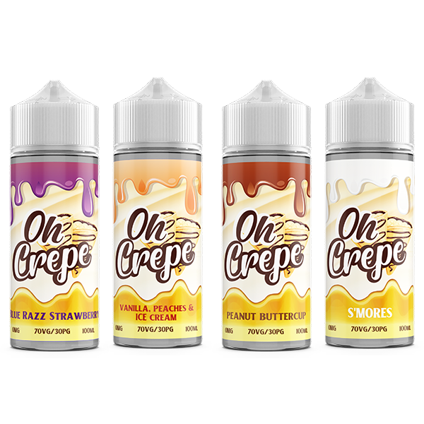 0mg Oh Crepe 100ml Shortfill (70VG/30PG) - Flavour: Vanilla Peaches & Ice Cream