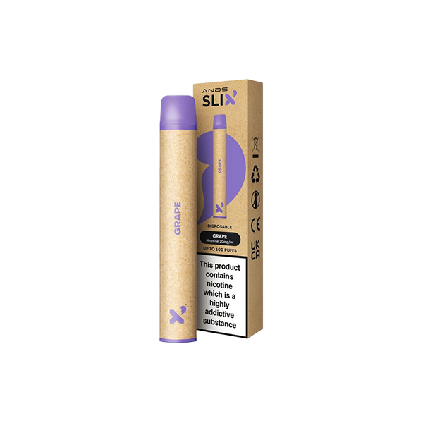 20mg ANDS Slix Recyclable Disposable Vape Device 600 Puffs - Flavour: Sour Raspberry