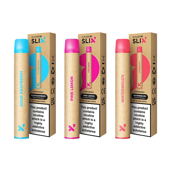 20mg ANDS Slix Recyclable Disposable Vape Device 600 Puffs - Flavour: Pink Lemon