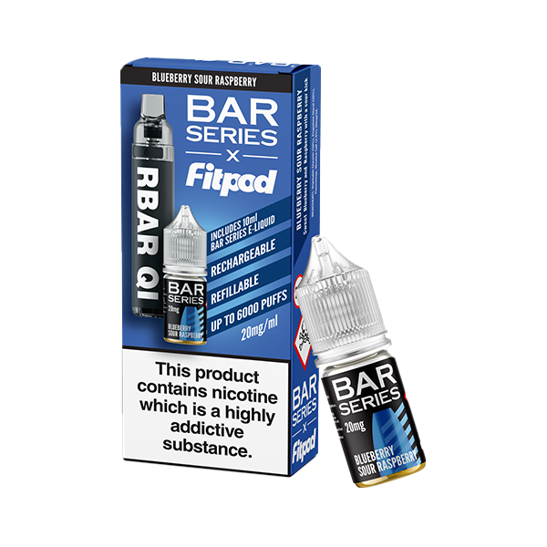 20mg Bar Series x Fitpod RBAR QI Refillable Disposable Vape & 10ml Nic Salt - 6000 Puffs - Flavour: Watermelon Ice