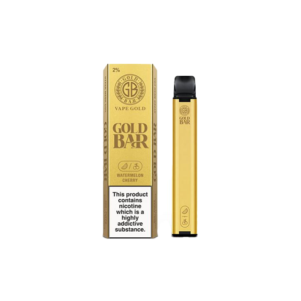 20mg Gold Bar Disposable Vape 600 Puffs - Flavour: Raspberry Watermelon