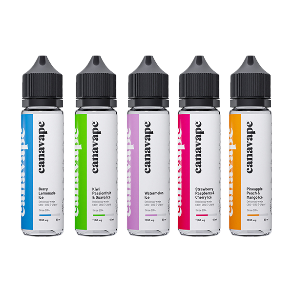 Canavape 1250mg CBD + CBG  E-liquid 50ml (Various VG/PG Ratios) - Flavour: Watermelon Ice (40VG/60PG)