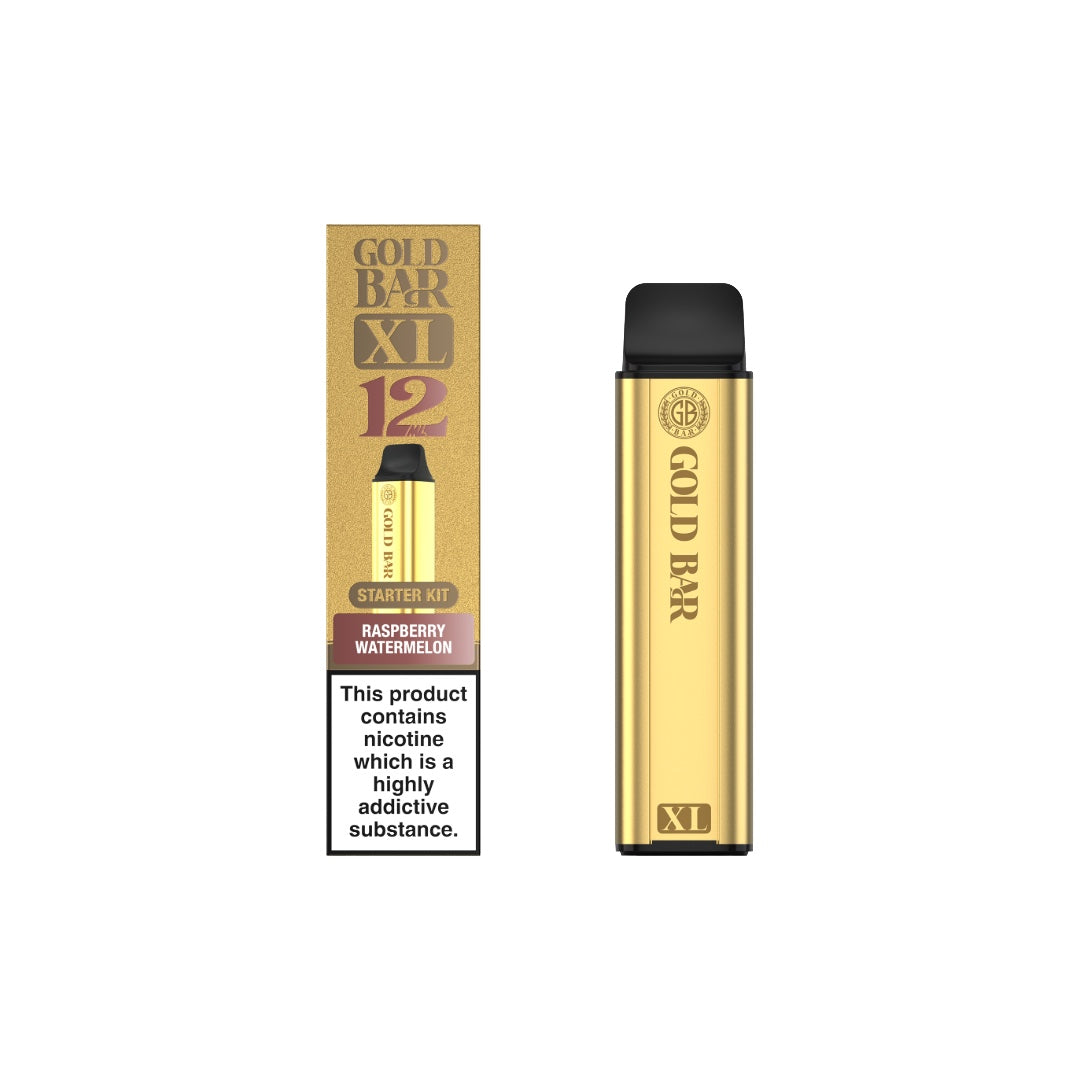 20mg Gold Bar XL Prefilled Pod Vape Kit 10000 Puffs - Flavour: Watermelon Ice