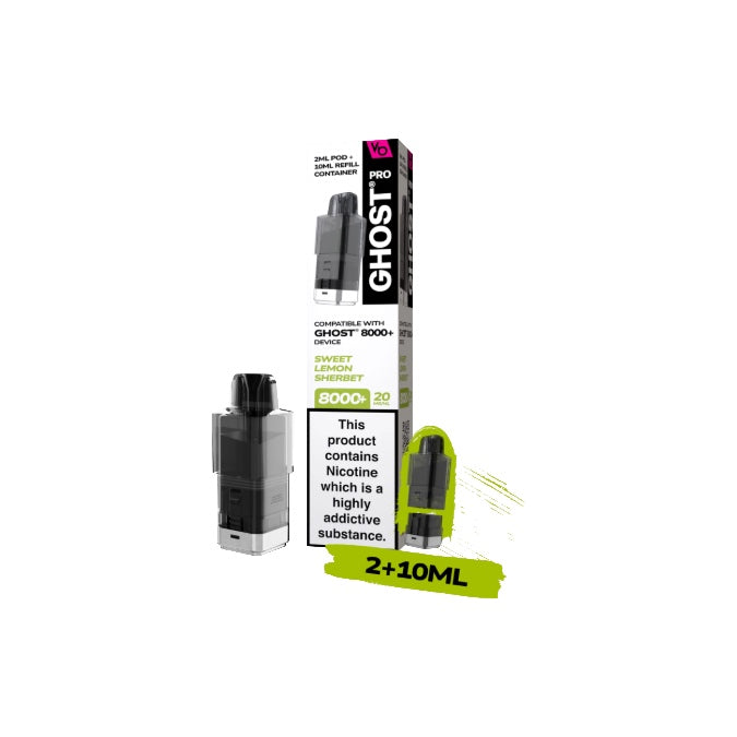 20mg Ghost Pro 8000+ By Vapes Bars Prefilled Pods - Flavour: Peach Mango