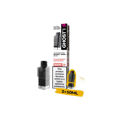 20mg Ghost Pro 8000+ By Vapes Bars Prefilled Pods - Flavour: Strawberry Raspberry Cherry