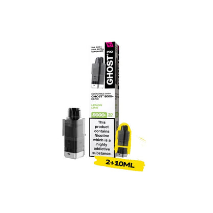20mg Ghost Pro 8000+ By Vapes Bars Prefilled Pods - Flavour: Watermelon Lemon Blackberry