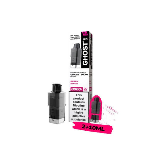 20mg Ghost Pro 8000+ By Vapes Bars Prefilled Pods - Flavour: Kiwi Passionfruit Guava