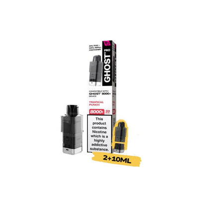 20mg Ghost Pro 8000+ By Vapes Bars Prefilled Pods - Flavour: Blueberry Raspberry Cherry