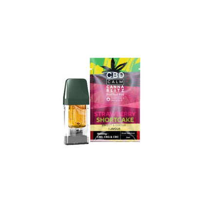 CBD Calm CANNABLITZ 1800mg CBD + CBG + CBC Prefilled Pod - Flavour: Strawberry Shortcake