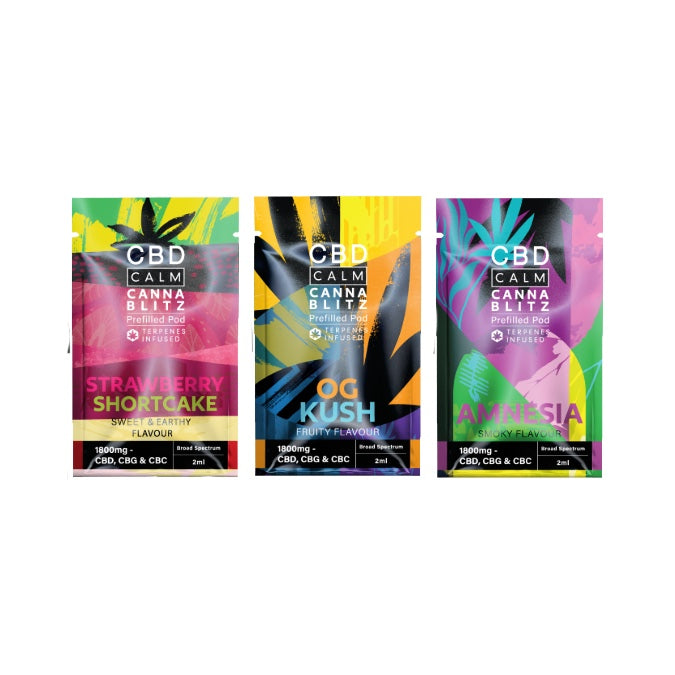CBD Calm CANNABLITZ 1800mg CBD + CBG + CBC Prefilled Pod - Flavour: Holy Grail Kush