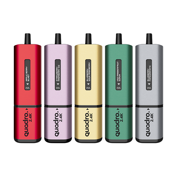 20mg Quadro 2.4K Pod Vape Kit 4 in 1 - 2400 Puffs - Color: Gold Series