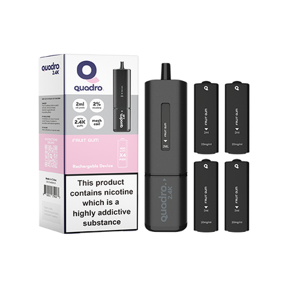 20mg Quadro 2.4K Pod Vape Kit 4 in 1 Black Series 2400 Puffs - Flavour: Menthol