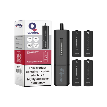 20mg Quadro 2.4K Pod Vape Kit 4 in 1 Black Series 2400 Puffs - Flavour: Menthol