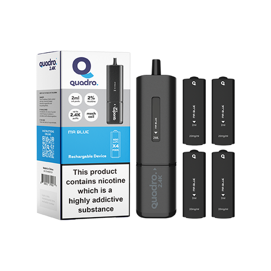 20mg Quadro 2.4K Pod Vape Kit 4 in 1 Black Series 2400 Puffs - Flavour: Watermelon Ice
