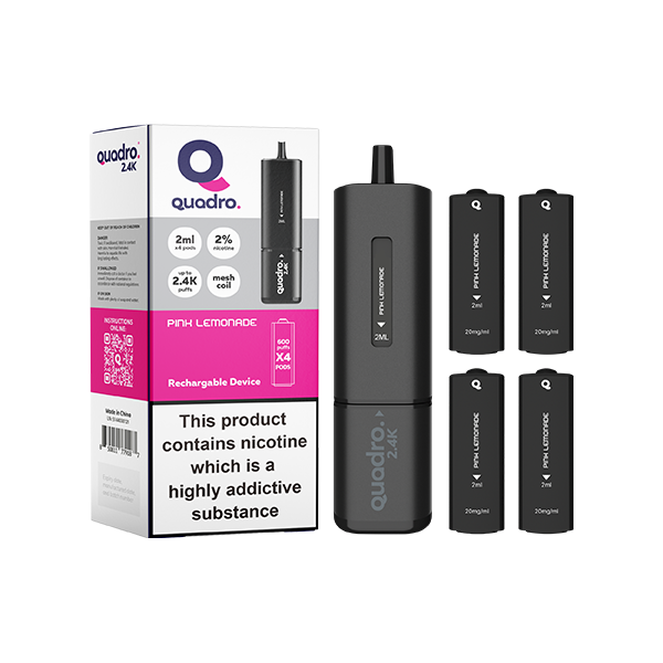 20mg Quadro 2.4K Pod Vape Kit 4 in 1 Black Series 2400 Puffs - Flavour: Rainbow