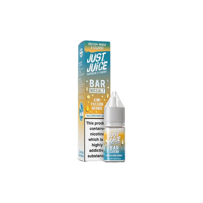 5mg Just Juice Bar 10ml Nic Salt (40VG/60PG) - Flavour: Kiwi Passion Orange