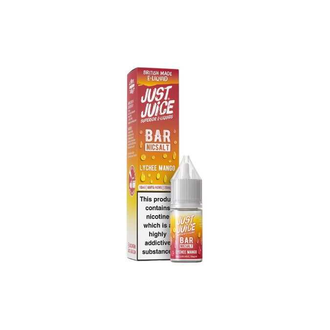 20mg Just Juice Bar 10ml Nic Salt (40VG/60PG) - Flavour: Lychee & Mango