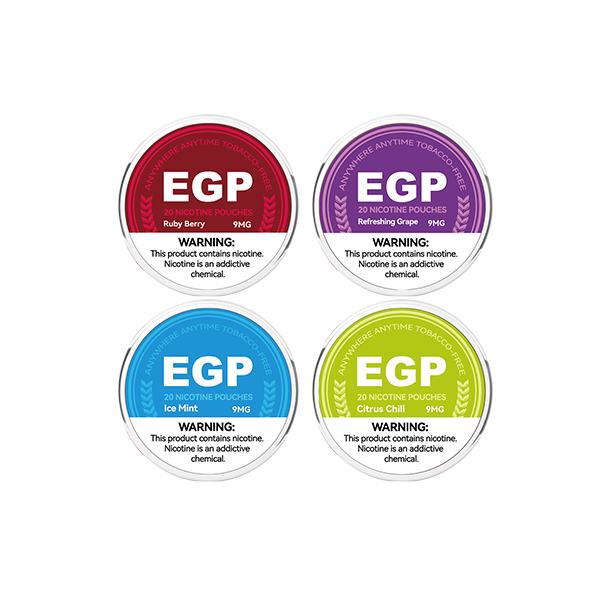 9mg EGP Nicotine Pouches - 20 Pouches (Buy 1 Get 1 Free) - Flavour: Ruby Berry