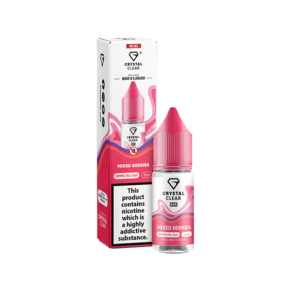 20mg Crystal Clear Bar Salt 10ml (50VG/50PG) - Flavour: Strawberry Watermelon Ice