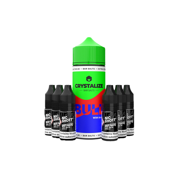 0mg Crystalize Bar Salts 120ml Longfill (50VG/50PG) + 6x Free 20mg Nicotine Shots 10ml - Flavour: Blue Sour Raspberry