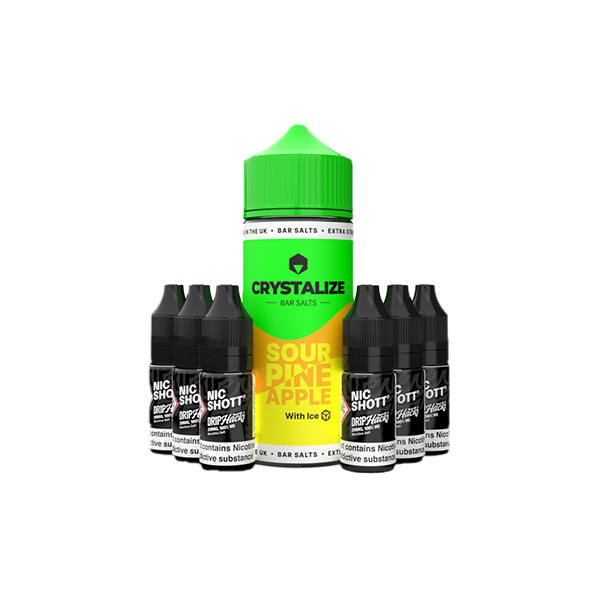0mg Crystalize Bar Salts 120ml Longfill (50VG/50PG) + 6x Free 20mg Nicotine Shots 10ml - Flavour: Lemon & Lime