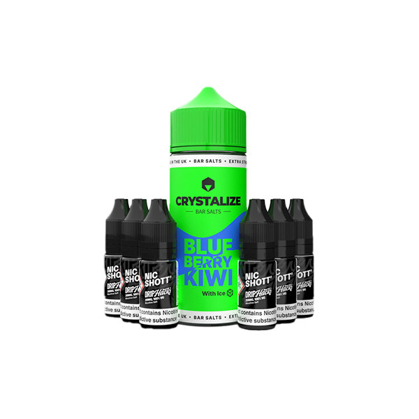 0mg Crystalize Bar Salts 120ml Longfill (50VG/50PG) + 6x Free 20mg Nicotine Shots 10ml - Flavour: Bull Ice