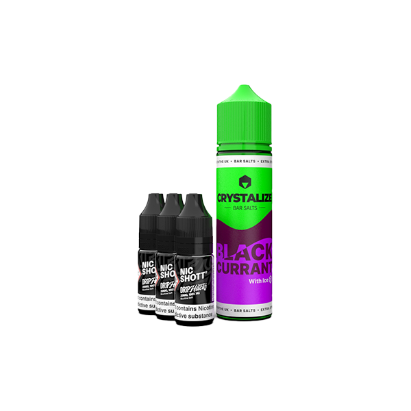 0mg Crystalize Bar Salts 60ml Longfill (50VG/50PG) + 3x Free 20mg Nicotine Shots 10ml - Flavour: Watermelon