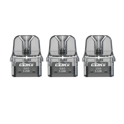 Cokii Lux Replacement Pods 3 Pack 2ml (0.6Ohm, 0.8Ohm, 1.0Ohm) - Resistance: 1.0 Ohms