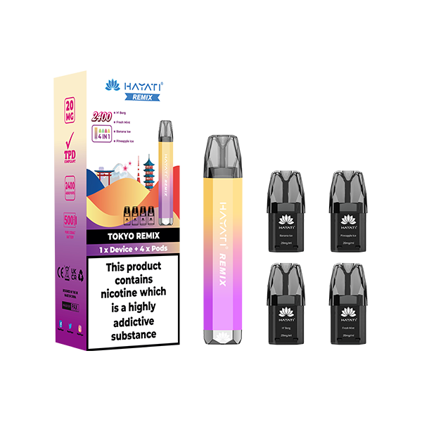 20mg Hayati Remix 4in1 2400 Pod Kit 2400 Puffs - Flavour: Miami Remix