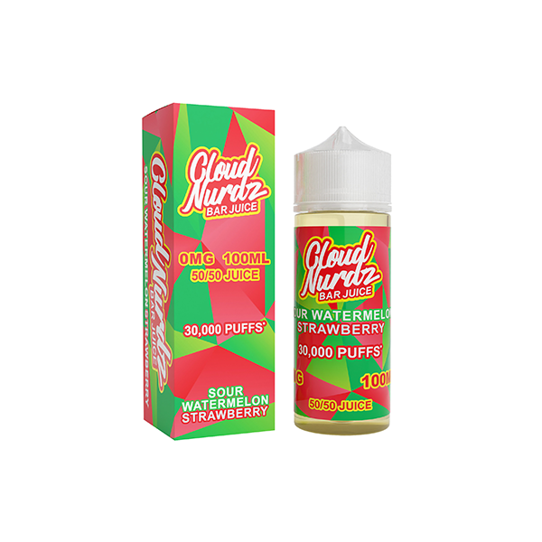0mg Cloud Nurdz Bar Juice 100ml Shortfill (50VG/50PG) - Flavour: Iced Strawberry Lemon