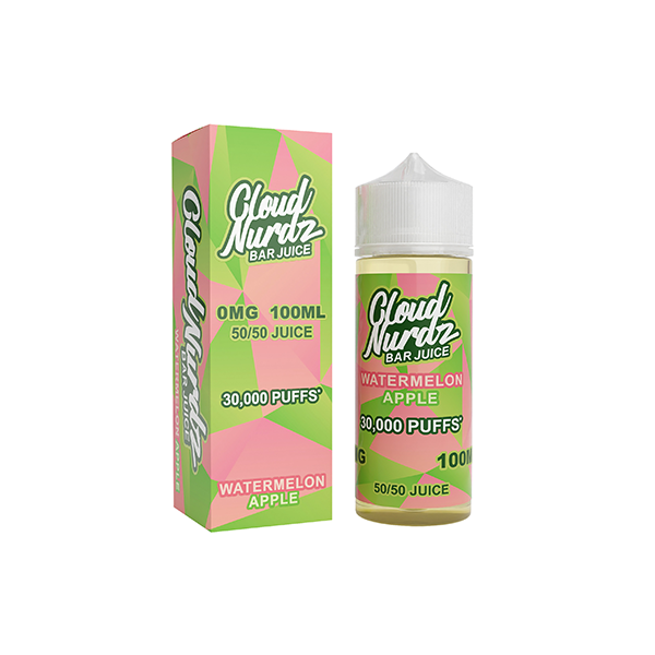 0mg Cloud Nurdz Bar Juice 100ml Shortfill (50VG/50PG) - Flavour: Iced Watermelon Berry