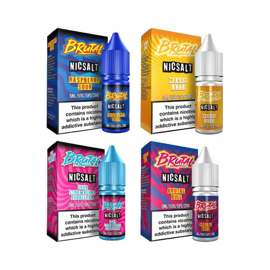 20mg Just Juice Brutal Drinks 10ml Nic Salt (50VG/50PG) - Flavour: Rhubarb & Custard