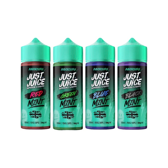 0mg Just Juice MINT 100ml Shortfill (70VG/30PG) - Flavour: Black Mint