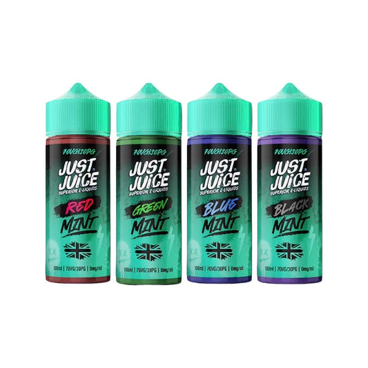 0mg Just Juice MINT 100ml Shortfill (70VG/30PG) - Flavour: Black Mint