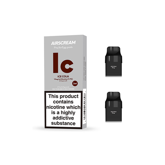 19mg AIRSCREAM Air Pre Filled Pods 1.2Ω 2ml 2Pcs ( Compatible With AirsPops Pro & AirEgg ) - Flavour: Ice Cola