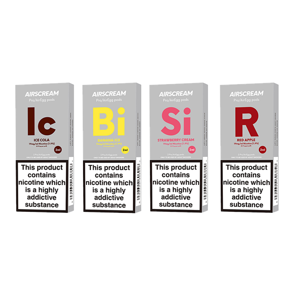 19mg AIRSCREAM Air Pre Filled Pods 1.2Ω 2ml 2Pcs ( Compatible With AirsPops Pro & AirEgg ) - Flavour: Red Apple