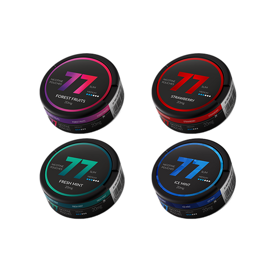 20mg 77 Slim Medium Nicotine Pouches - 20 Pouches - Flavour: Raspberry