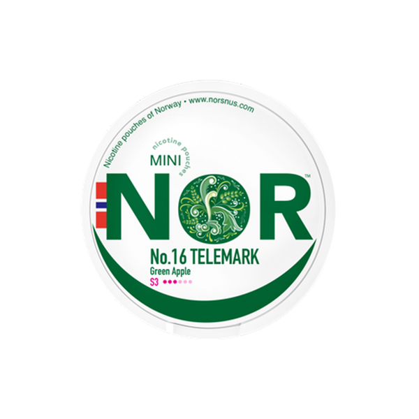 12mg NOR Mini Nicotine Pouches - 20 Pouches - Flavour: Telemark - Green Apple