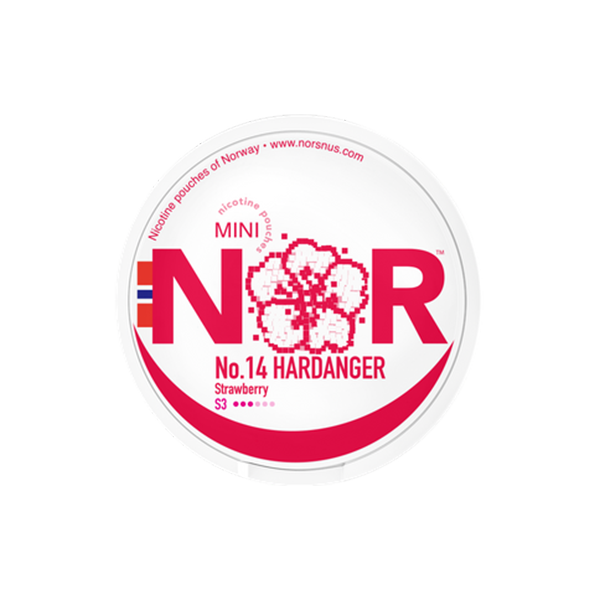 12mg NOR Mini Nicotine Pouches - 20 Pouches - Flavour: Hardanger - Strawberry